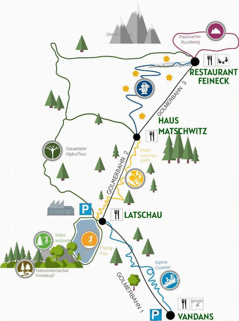 Map showing the Golmerbahn and Haus Matschwitz